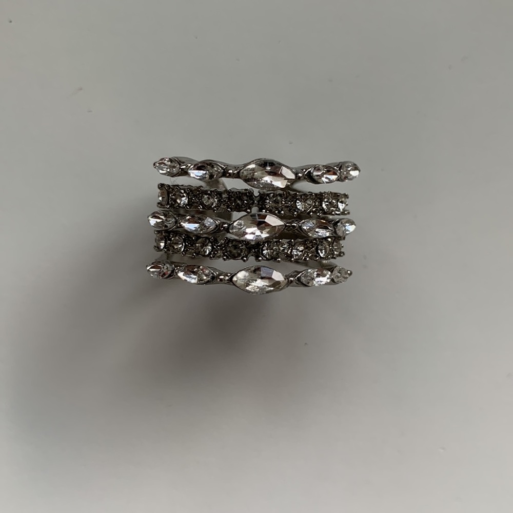 Adjustable Silver Rhinestone Ring - Picture 3 of 3